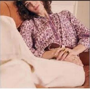 Sezane Ellora button down blouse in Mini Floral violet size 40